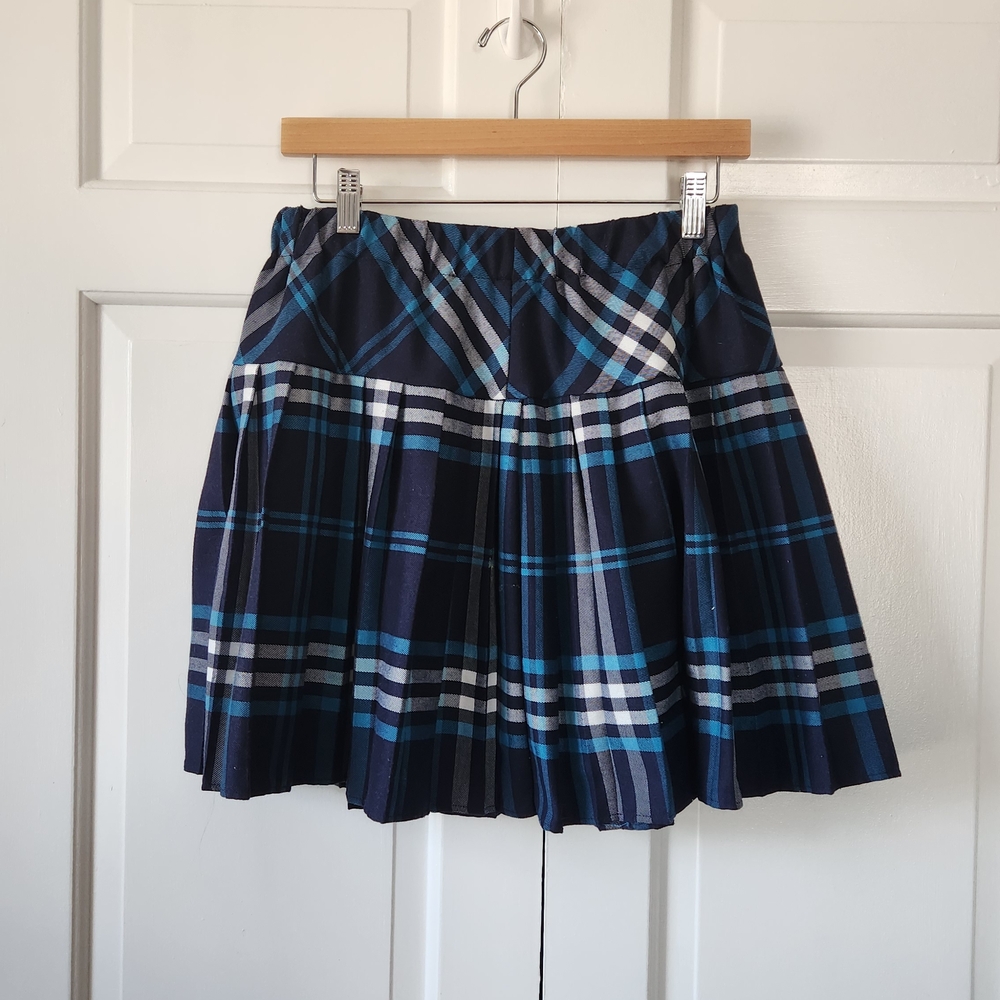 Blue Mini Skater Skirt with Pleats
